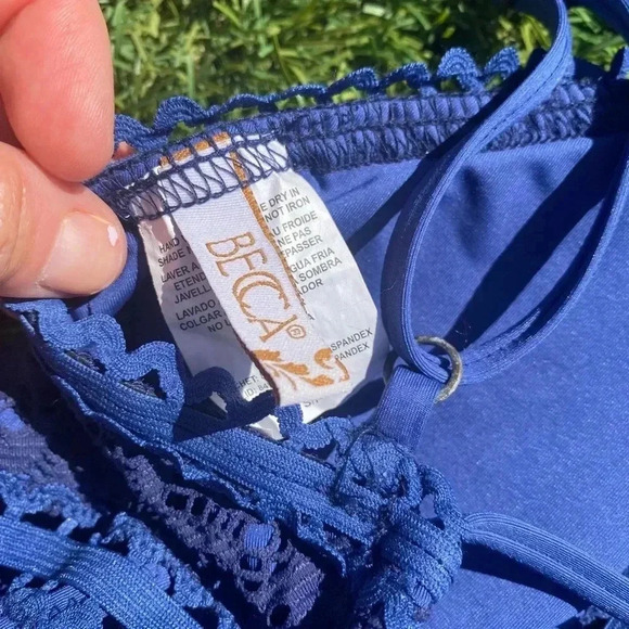 BECCA Color Play High Neck One-Piece Blue Small - Picture 4 of 7